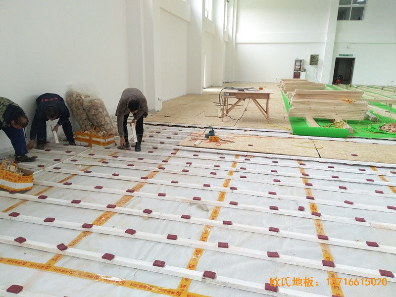 南京浦口黨?；@球館體育地板施工案例1